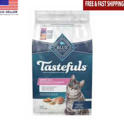 Blue Buffalo Tastefuls Chicken Adult Dry Cat Food Sensitive Stomach 7lb Bag New