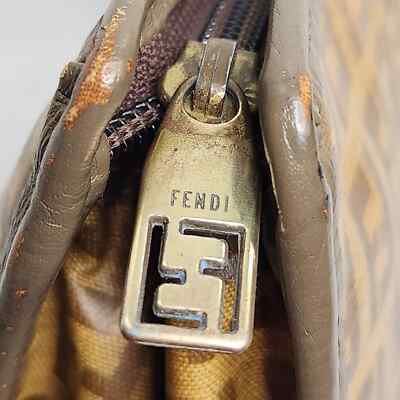 Vintage Fendi Clutch Handbag Zucchino FF Logo Pattern Bag