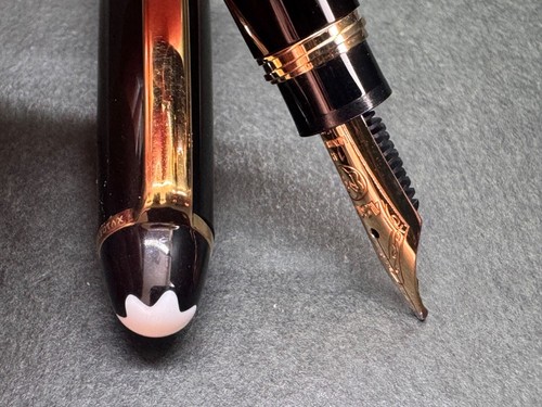MONTBLANC MEISTERSTUCK 114 MOZART Black GT Fountain Pen 14K 585 Gold-Nib/M - Picture 11 of 23