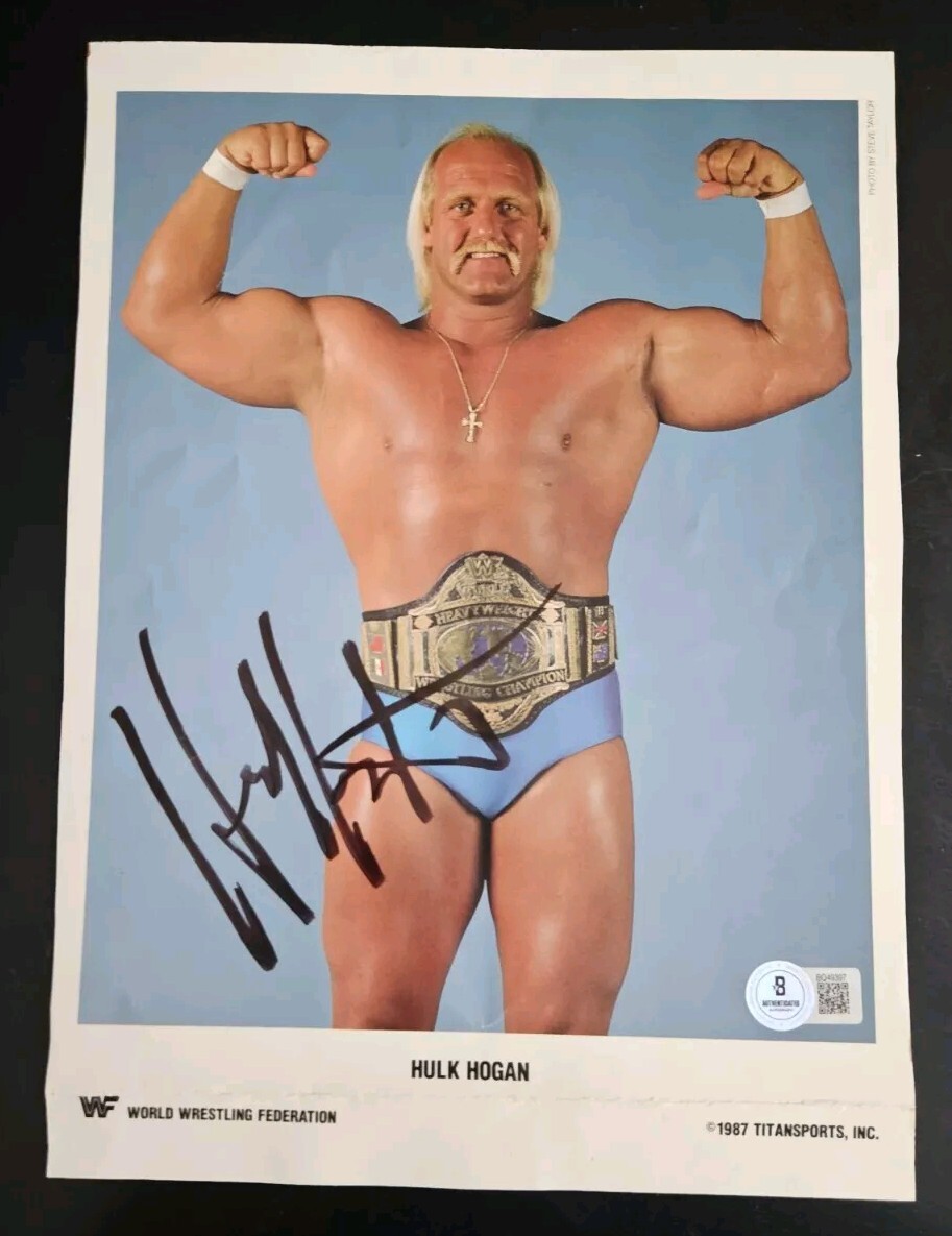 Hulk Hogan Autographed Signed 1987 WWF Titan Sports Promotional Photo BAS 