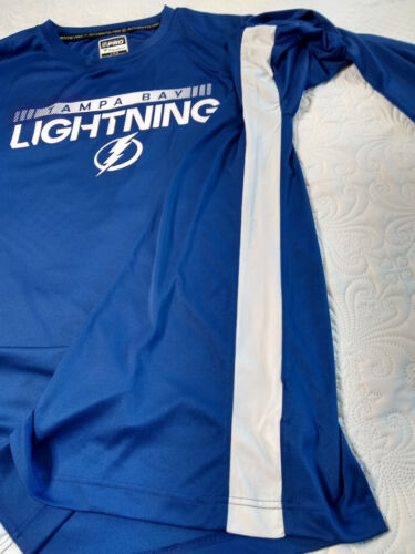 Fanatics Auth. Pro NHL Shirt Tampa Bay Lightning Mens L Navy Mesh Panels NWOT - Picture 4 of 8