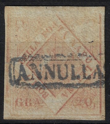 1858 Naples 20 grains light pink II Saxon table 13 used signature Diena