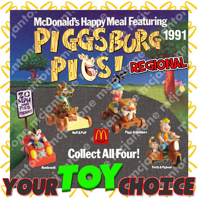 McDonald's 1991 PIGGSBURG PIGS Barnyard Pig FOX Cartoon REGIONAL