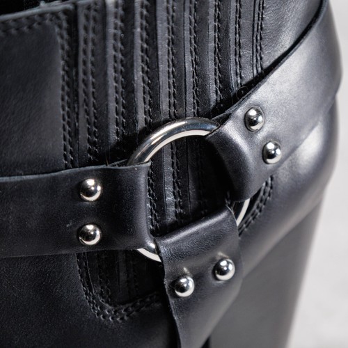 Jeffery Campbell Engine Pointed Toe Black Harness Platform Bootie Womens Size 9 - Picture 16 of 22