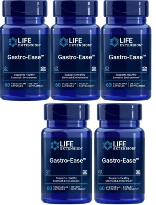 Life Extension Gastro-Ease, 5X60Caps PepZinGI zinc L-carnosine/Pylopass