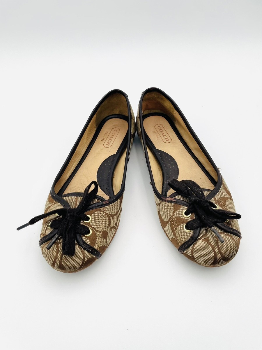 COACH Annabel Leather Flat ブラック C Coach Annabel Black Ballet Leather Pointed Toe Flat Shoes