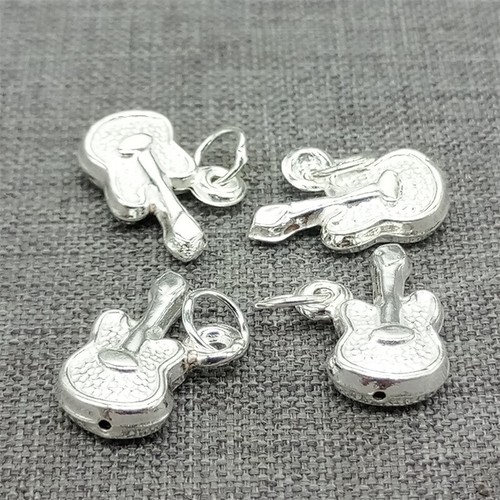 Charms Guitare Argenté Avec Strass - Bijou Fantaisie Neuf Sans Emballage