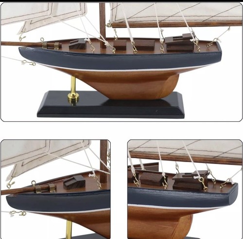 15" Wooden Sailboat Decor Classic Columbia America'S Cup Ship Model Nautical Yac - Picture 4 of 8