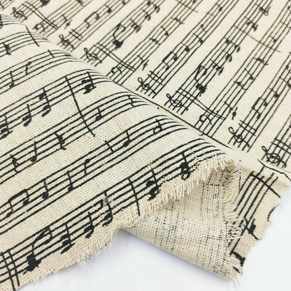 Music Staff Lines Black Notes Fabric Treble Clef Cotton Linen for Diy Art Decor - Image 2 of 4
