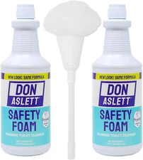 Johnny Mop & Safety Foam Toilet Bowl Cleaner (Two 32 Oz Bottles) Set | Acidic De