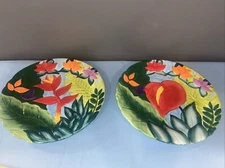 A set of Centrum Aloha Collection Hand Painted Ceramic 8” Plates -D