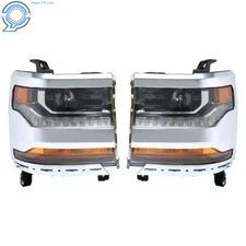 HID/Xenon Headlights For Chevy Silverado 1500 2016-2018 w/ DRL Chrome RH+LH