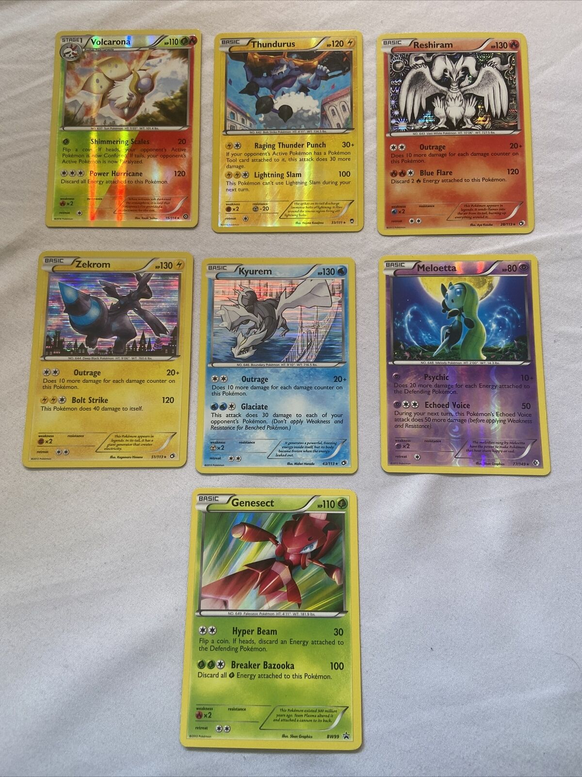 Reshiram, Zekrom & Kyurem - 3 Card Holo Pokémon Set, Legendary Rare Pokémon  NM