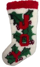Vintage Handmade Latch Hook Rug Christmas Stocking