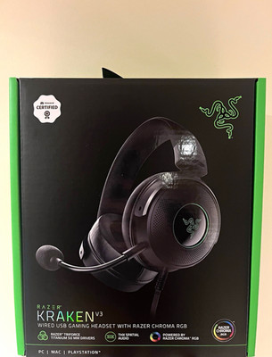 Razer Kraken V3 USB Gaming-Headset Chroma RGB Surround Sound abnehmbar Schwarz
