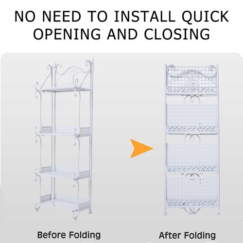 3/4/5 Tier Metal Storage Shelf Mesh Shelving Foldable Kitchen Bathroom Organiser - Picture 15 of 33