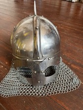 Gjermundbu-Helm, Wikinger Brillenhelm mit Kettenbrünne, 1,6 mm Stahl, LARP, Helm