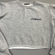 Brandy Melville California Embroidered Cropped Sweatshirt Raw Hem oversized