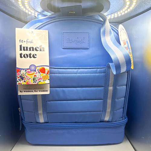 Fit + Fresh Blue Insulated Lunch Tote w/ 4 Containers & XL Ice Pack Set