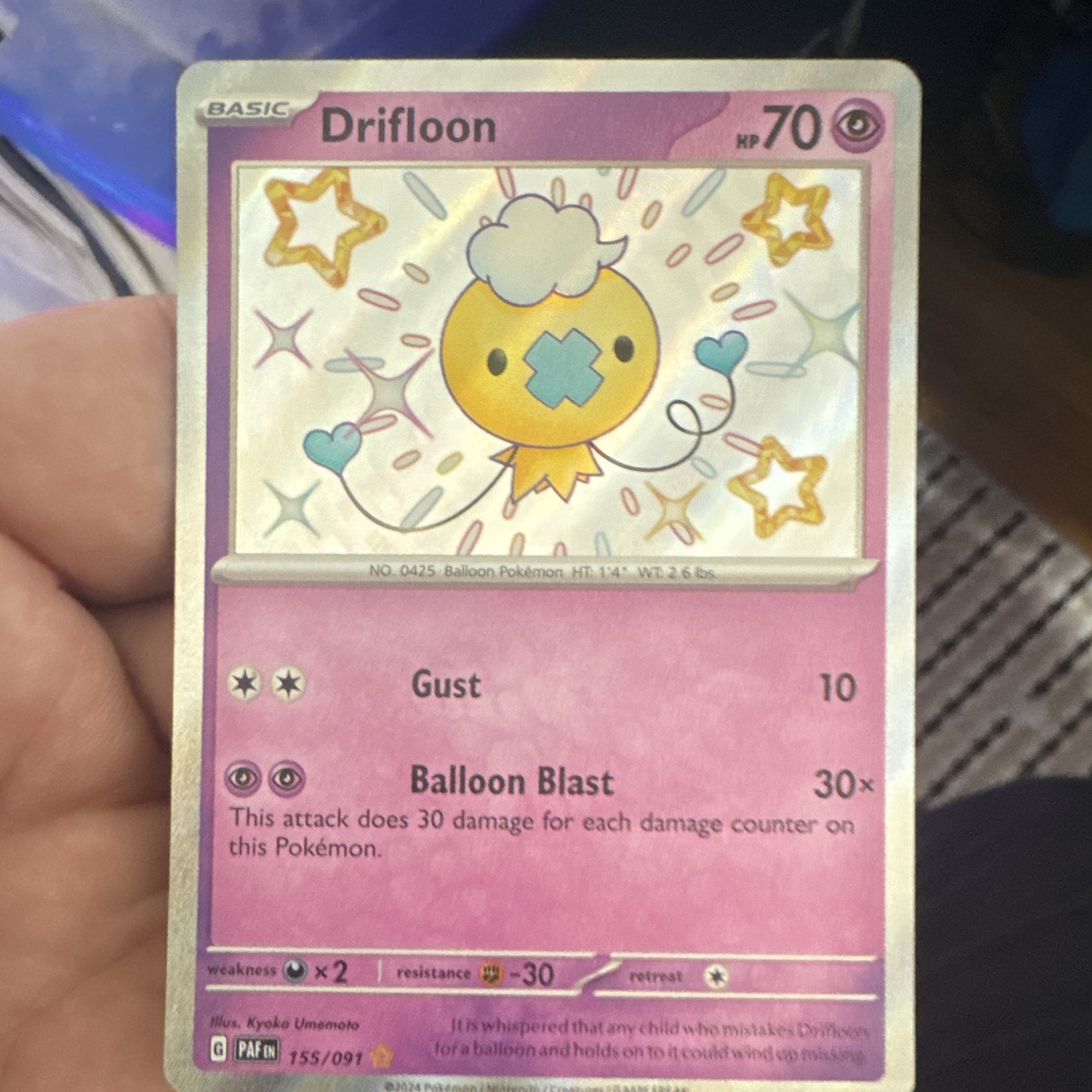 Pokemon TCG Drifloon 155/091 SV Paldean Fates Shiny Rare Holo EN 2024 70HP