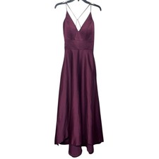 MoriLee | Bridesmaid Dress Satin A Line Maxi 21573 Burgundy Wedding Deep V 6