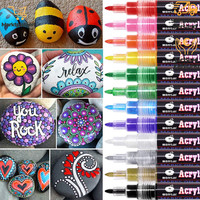 Acrylstifte Marker 12 Farben Wasserfest FüR Steine Keramik Glas Holz 0,7Mm