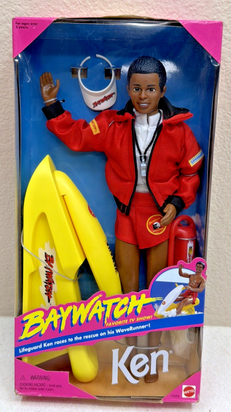 1994 African American Baywatch Lifeguard Ken Doll With Acces