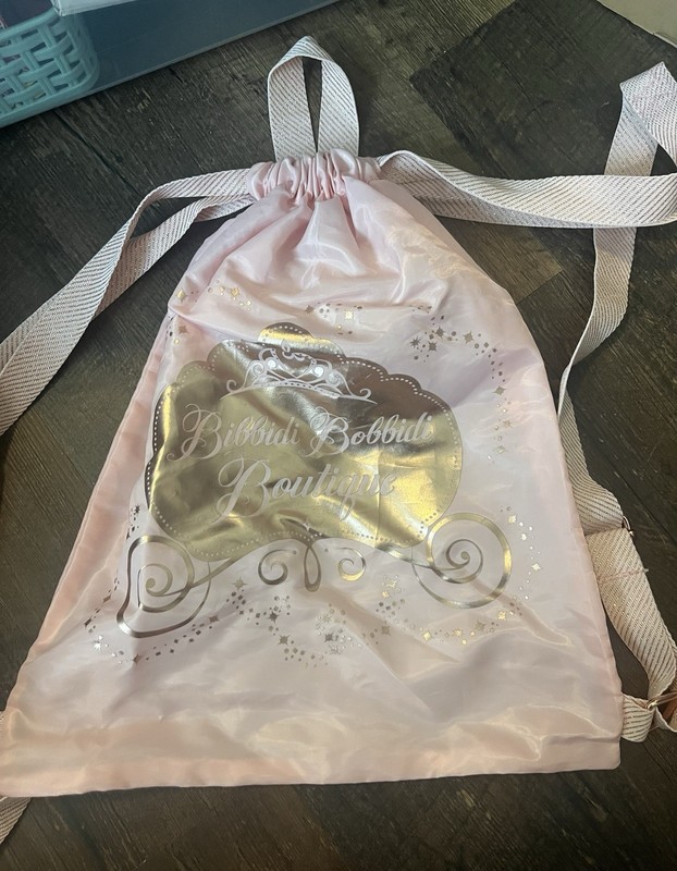 Disney Bibbidi Bobbidi Boutique Drawstring Backpack Pink Gold Disney World