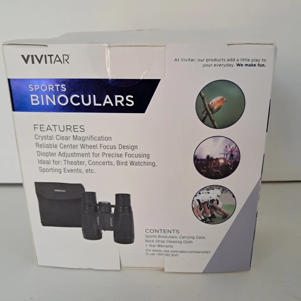 Vivitar Sports Binoculars With Carrying Case, Neck Strap And Cleaning Cloth *NEW - Image 2 of 4