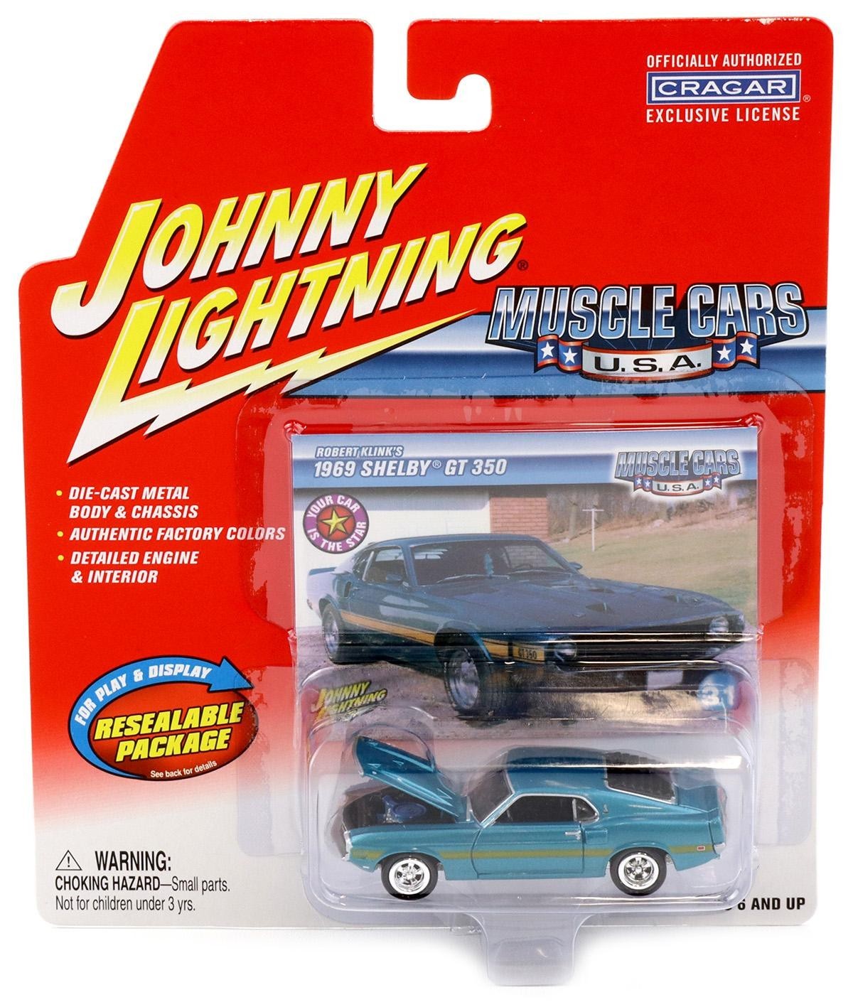 1:64 Johnny Lightning PM 1969 Shelby GT 350 Turquoise Metallic Muscle Car