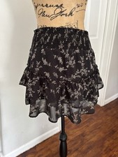 altar'd state Ruffle Tiered Black And White Floral Skirt Size M Fairy Goth Rom