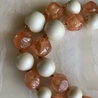 VINTAGE WHITE SATIN AND ORANGE GLASS BEADED 2 STRAND 18 3/4" NECKLACE SET! — photo 2
