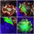 Murano Submerged Uranium Red/green Glass Bowl STUNNING HEAVY