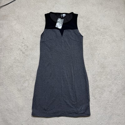 H&M Divided Dress Womens 4 Black Sheer Gray Mini Tank Round Neck Pullover NEW