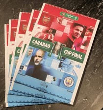 ARSENAL v MANCHESTER CITY CARABAO CUP 2026 FINAL PROGRAMME AND FLAG INCLUDED