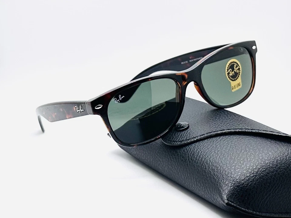 Ray-Ban RB2132 Nuevo Wayfarer 55 mm Unisex Gafas de sol - Marco Habana/Lente Verde Foto 3 de 4