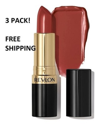 3 PACK Revlon Super Lustrous Lipstick - Creme - 535 Rum Raisin .15 oz NEW/SEALED