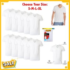 Hanes Men's Undershirt 10-Pack ComfortSoft White V-Neck T-Shirt Tee Short Sleeve