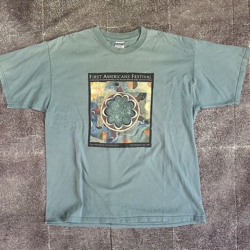 Men's Vintage 90's Gildan Smithsonian First Americans Festival T Shirt Tee Sz XL - 第 1/4 張圖片