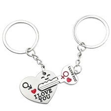 Heart Keychain Couple, Matching Couple Heart Keychains Decor Set 2PCS