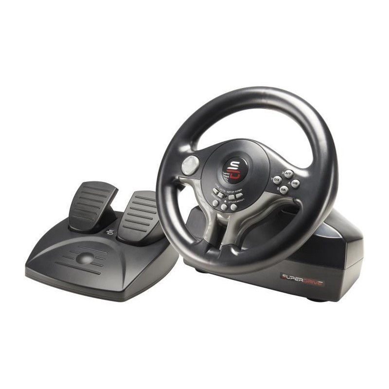 Volant de course SUPERDRIVE SV250 avec pédalier noir et palettes de changement de vitesse