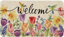 Spring Floral Wele Doormat 30x17 Inch Flowers Door Mat for Indoor