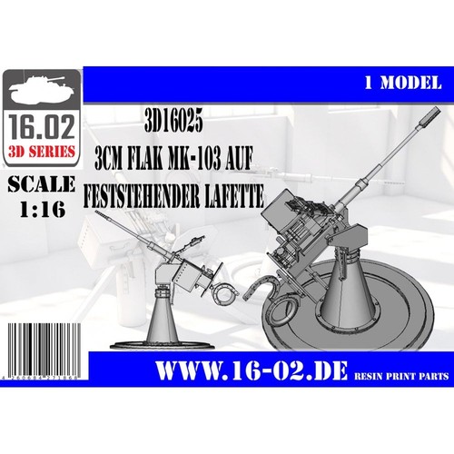 16.02 1:16 3cm Flak MK-103 on fixed mount Military Kit - 第 1/4 張圖片