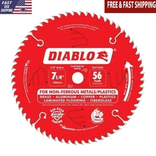 Carbide Tip Circular Saw Blade 7-1/4in TCG Nonferrous Plastics 56 Teeth Red New