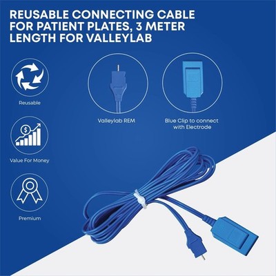 Grounding Pads Connecting Cable 3 Meter REM Plug for Electrosurgical ESU Pads