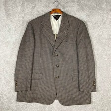 Tommy Hilfiger Blazer Sport Coat Mens 44R Brown Plaid 100 Wool Business Preppy