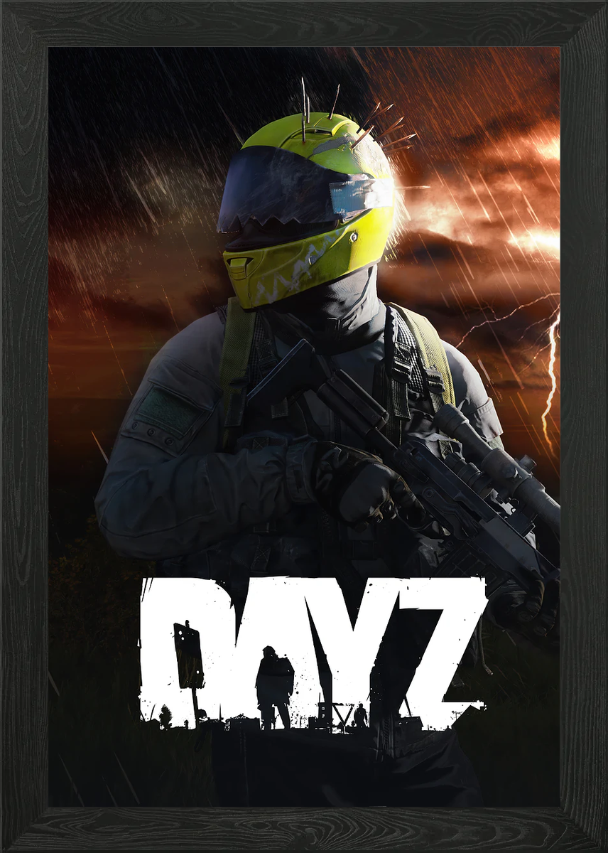DayZ Game Cover Art Yellow Framed Wall Art Poster Canvas Print
