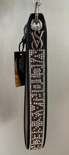 VICTORIA'S SECRET Slim Rhinestone Shine Sparkle Wristlet Keychain in Black Logo