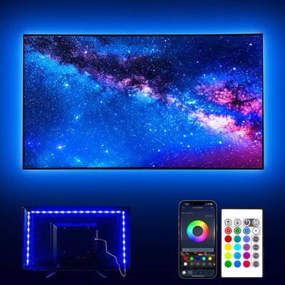 Lights, 14.3ft for 65-75in TV, USB LED TV Backlight Kit with 24 Keys Remote -...