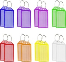 Lhocm Key Tags with Labels, 16 Pack Plastic Key Tags with Ring and Label